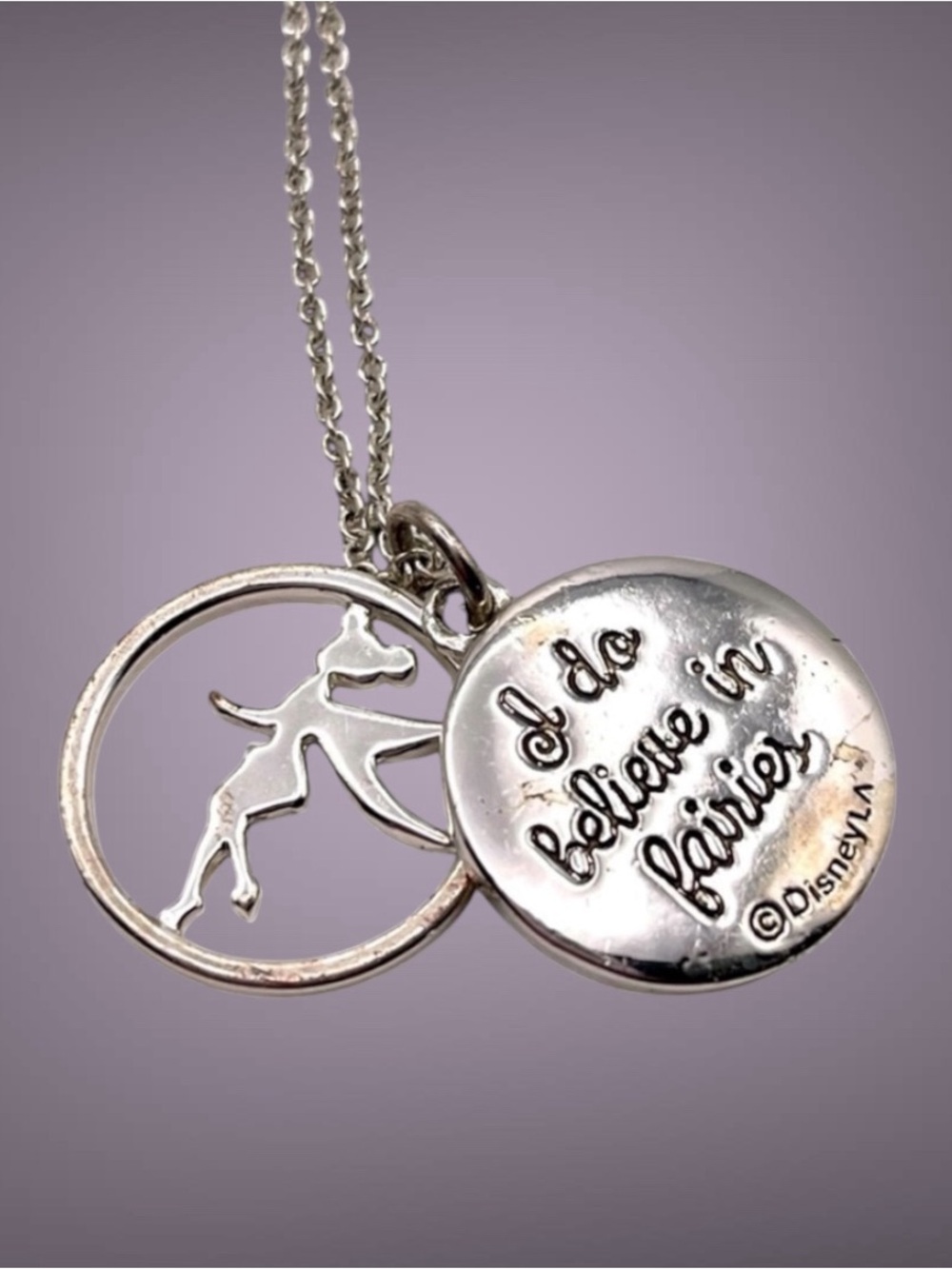 Darling Silver Disney Tinkerbell Pendant Necklace I Do Believe In Fairies Cute
